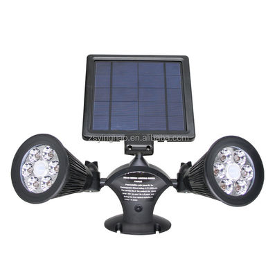 12LEDs 20-600Lumenの太陽モーションセンサーのスポットライトの二重頭部の太陽スポットライト