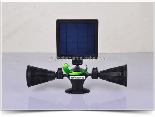 12LEDs 20-600Lumenの太陽モーションセンサーのスポットライトの二重頭部の太陽スポットライト