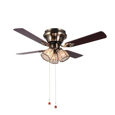 最小主義の様式の旧式な真鍮の水晶は天井に付いている扇風機100lm/w 48inch 4の刃を導いた