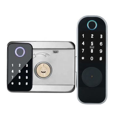 Ttlock Tuya APPの鉄のゲートの銀の黒のための倍によって味方される指紋ロック