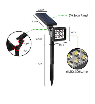IP65 3.7V 2200MAH LEDの太陽景色ライト300の内腔太陽道ライト