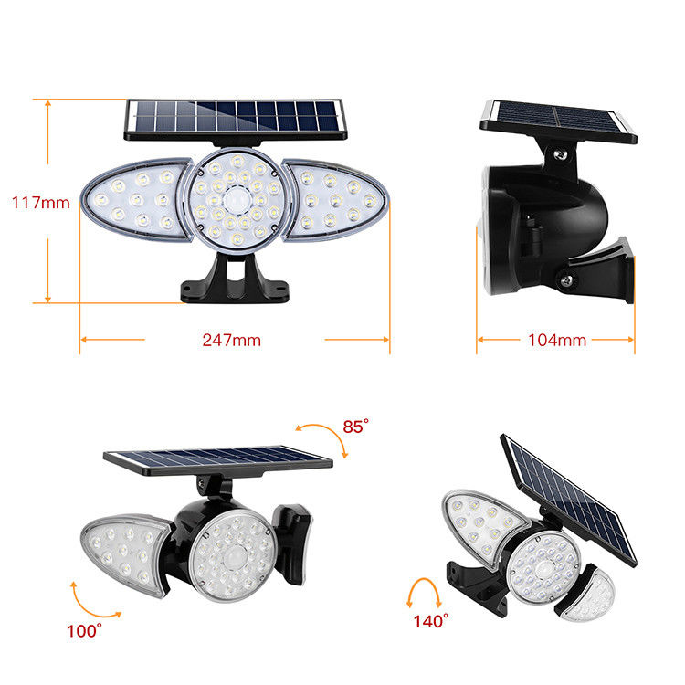 3細道のための頭部100-400LM 38PCS LEDの太陽センサーの壁ライト