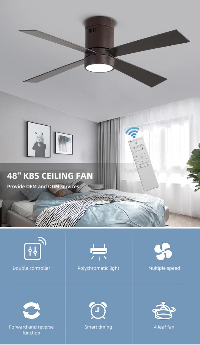 新しい設計鉄の合板4の刃65W 48Inchの装飾的な屋内リモート・コントロール導かれた天井に付いている扇風機ライト
